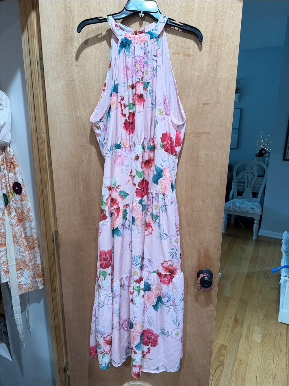 Cupshe Pink Floral Halter Maxi Dress